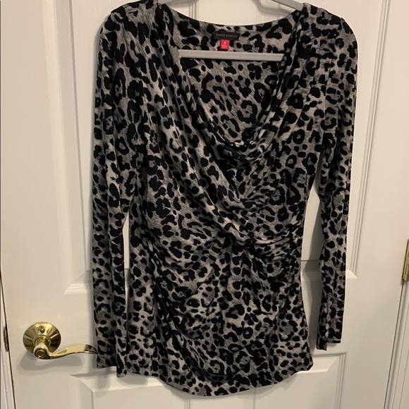 Vince Camuto Leopard Print Long Sleeve Blouse size M Wrap Style - Picture 1 of 6